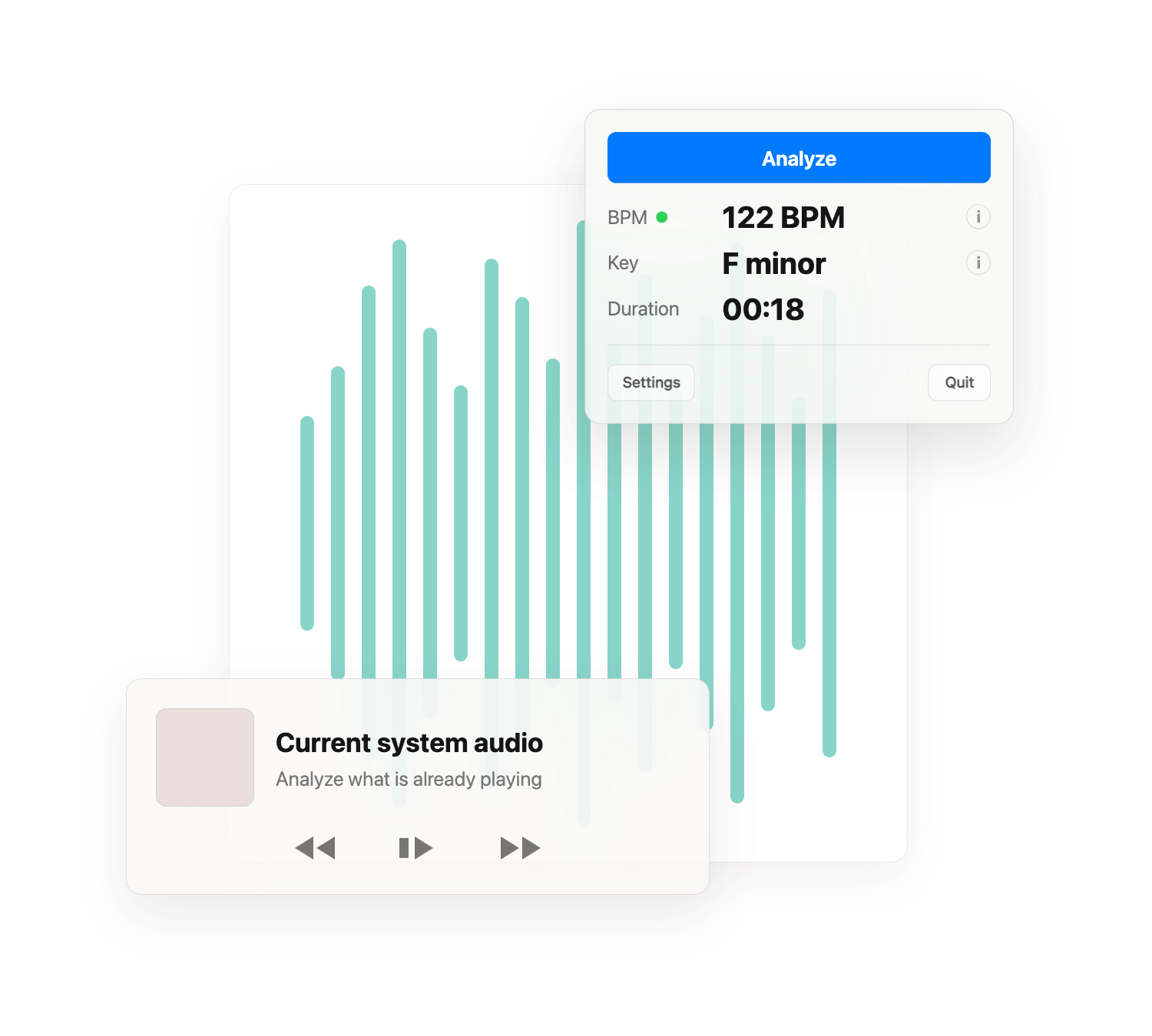 Hendel Audio analyzing current system audio from the menu bar.